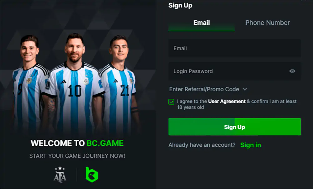 Registration in BC.Game Casino BC.Game Casino Registration