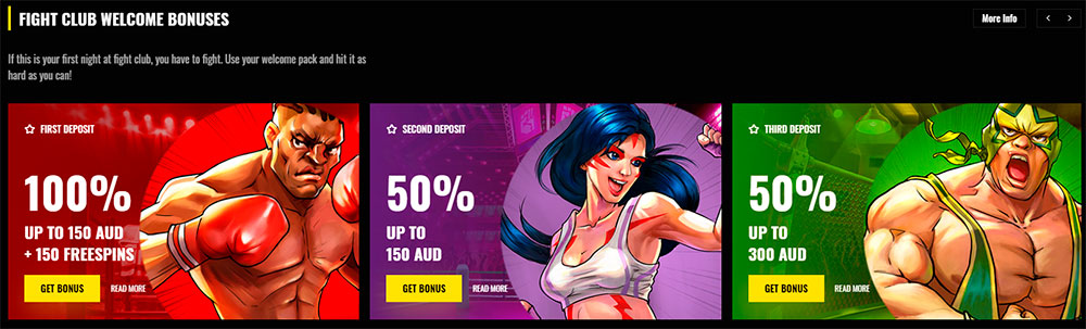 Fight Club Casino Bonus Pack Bonuses of Fight Club Casino