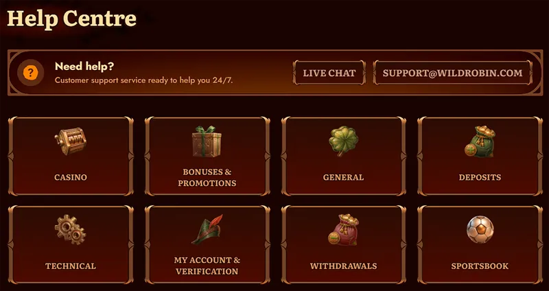 Get help anytime with WildRobin Casino support – live chat available 24/7 24/7 customer support at WildRobin Casino