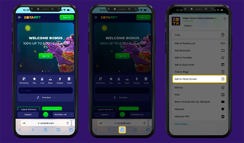 Mobile application at Zotabet Casino Zotabet Casino Mobile app