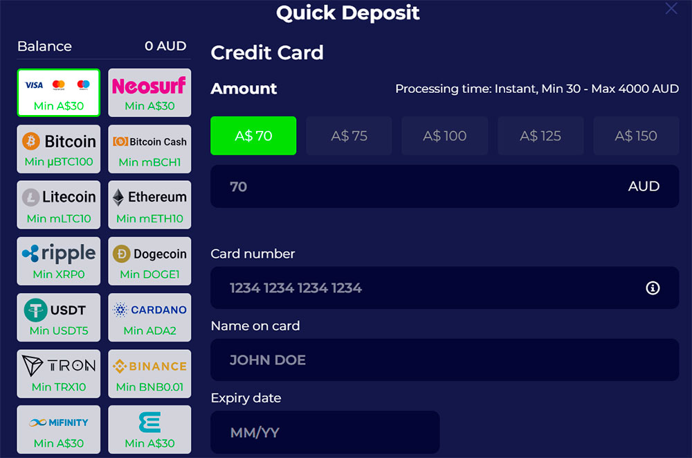 Zotabet Casino Payment methods Payment methods at Zotabet Casino