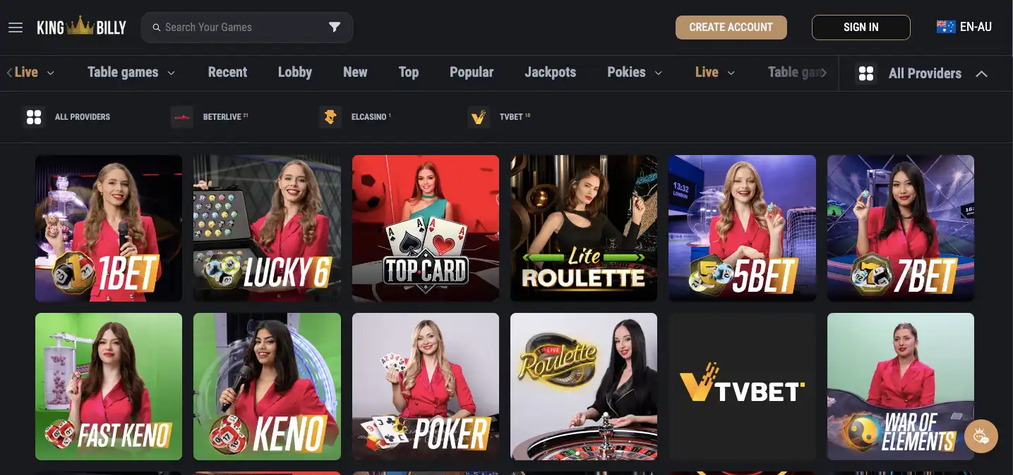Live Casino King Billy King Billy Casino Live