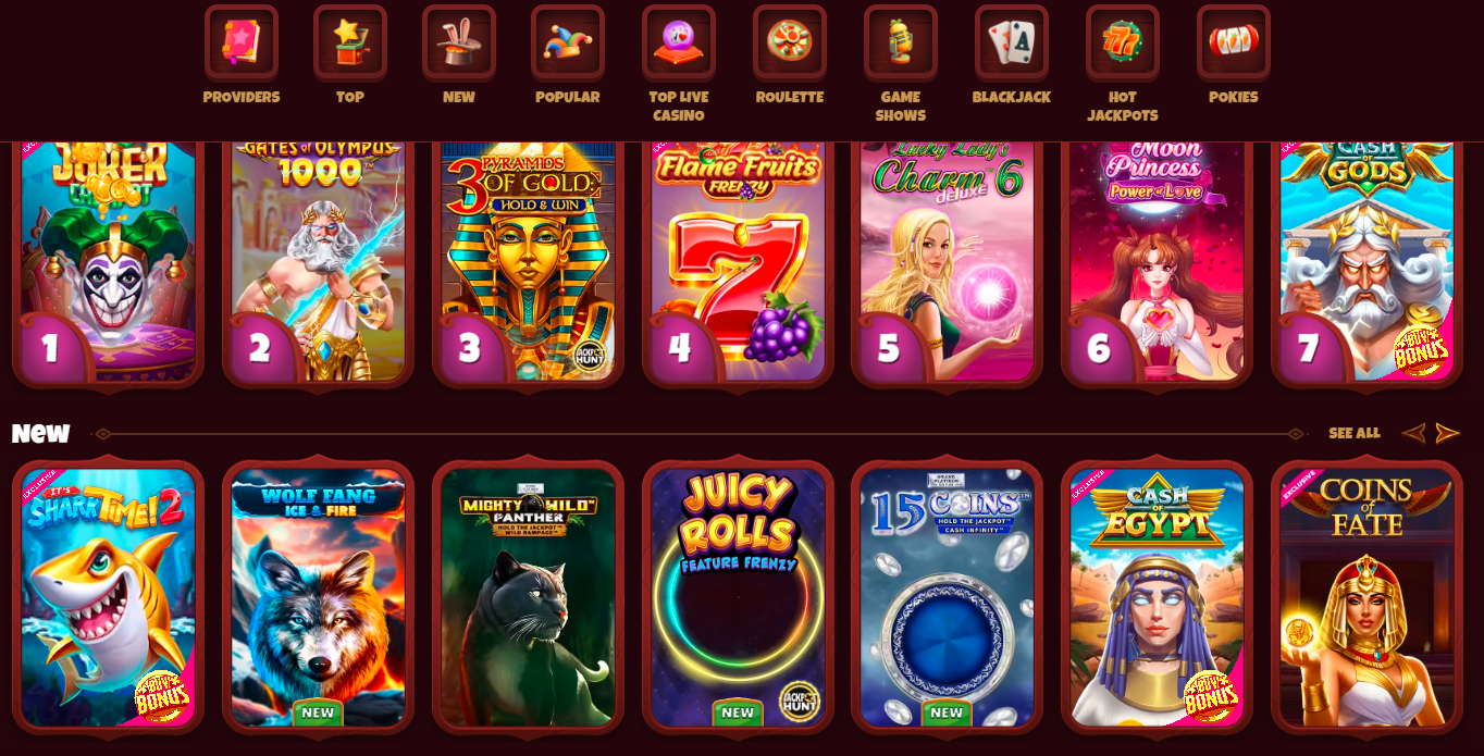 Magius Casino Special Bonuses Magius Front Page