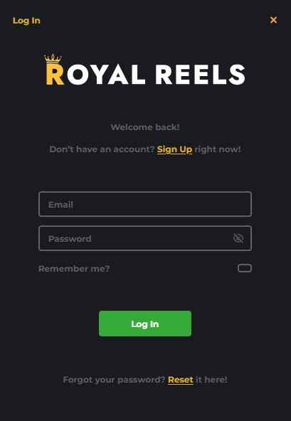 Register and Log In Royal Reels Royal Reels Register and Log In